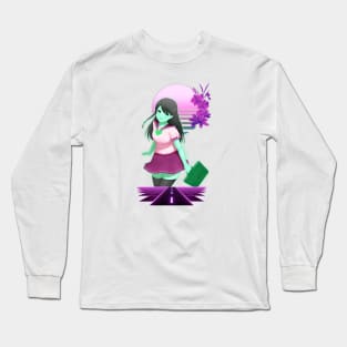 Anime School Girl Synthwave Long Sleeve T-Shirt